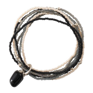 Nirmala Zwarte Onyx Zilver Armband