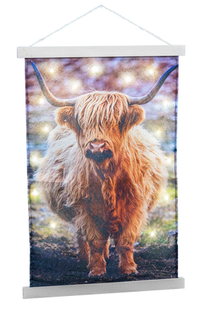 Wandkleed Schotse Hooglander met lampjes